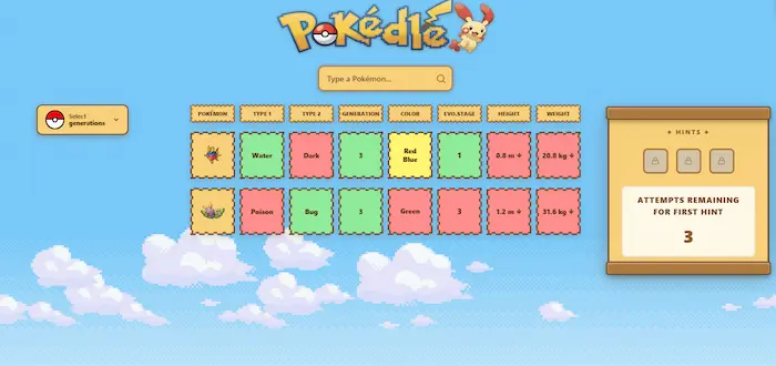 Grid de respuestas y casillas de colores en Modo Clásico